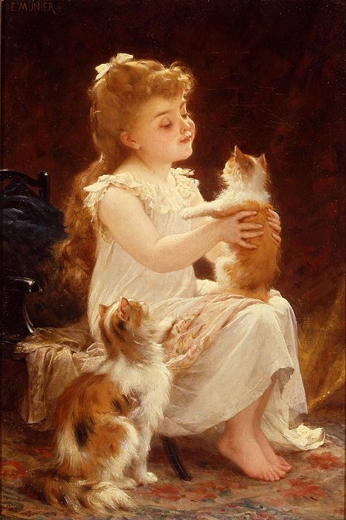 Emile Munier Playing with the Kitten